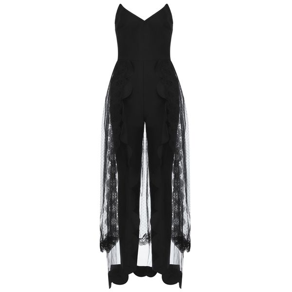 

lace jumpsuit women overalls for bodysuit jumpsuits bandage fitness clothes 210515, Black;white