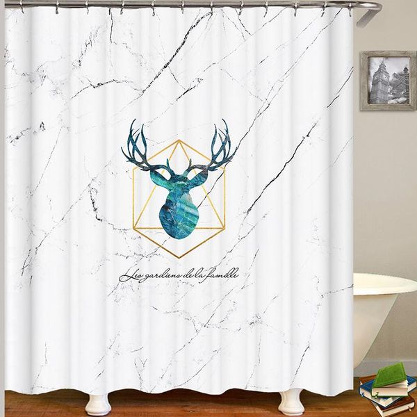 

polyester bathroom shower curtain cartoon deer printing toilet for drop curtains