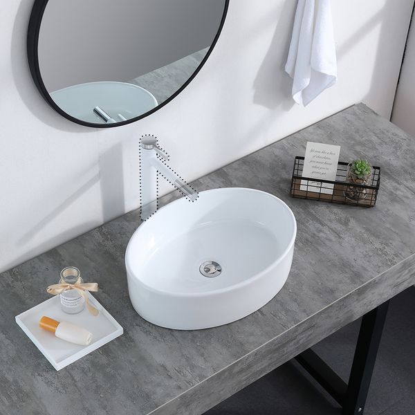 

bathroom above counter oval porcelain ceramic vessel vanity sink art basin white with pop up drain ser