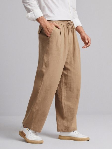 

men drawstring waist solid pants u0xo#, Black