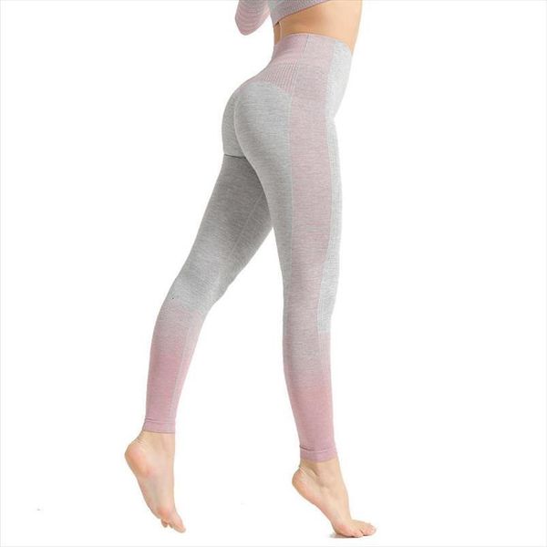 

fitness gym seamless printed women legging high waist workout push up pants slim stripe leggins, Black
