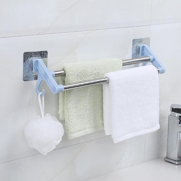 

towel racks stainless steel double bar rotating rack bathroom kitchen wall-mounted polished holder