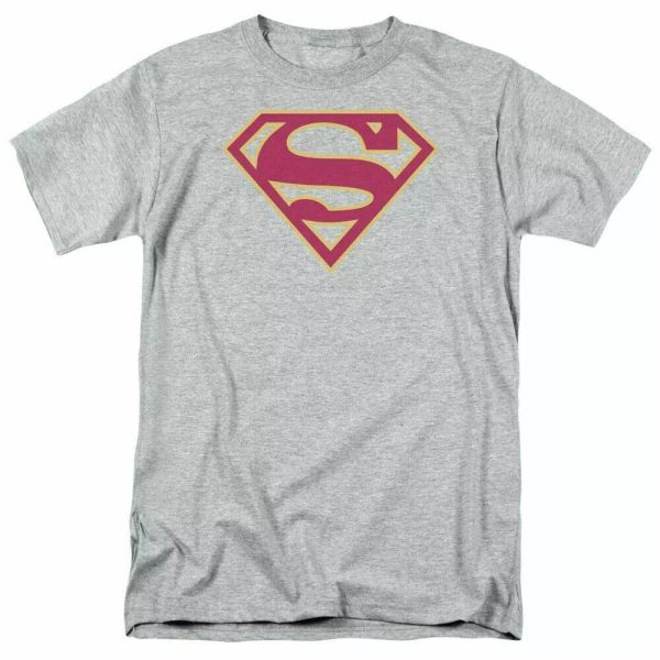 

superman red & gold shield t shirt mens licensed classic dc comics sport gray, White;black