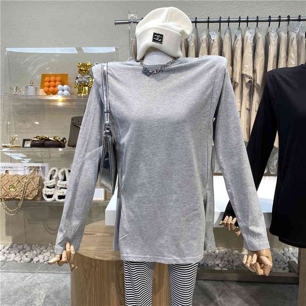 

niche design 2021 shirt sleeves fine color top, White