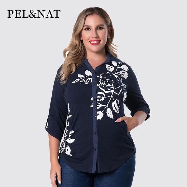 

plus size t-shirt p&n summer women floral t shirt tee printed cotton v neck female casual clothes brand f1601