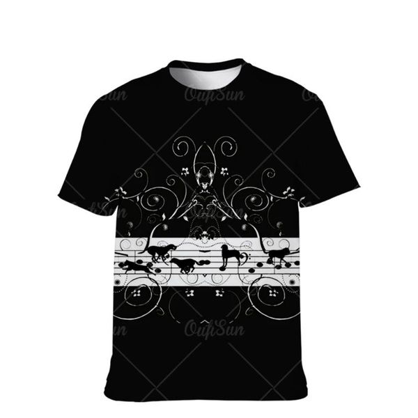 

men's t-shirts music symbol santa claus fancy guitar christmas fashion trend street daily boys and girls universal, White;black