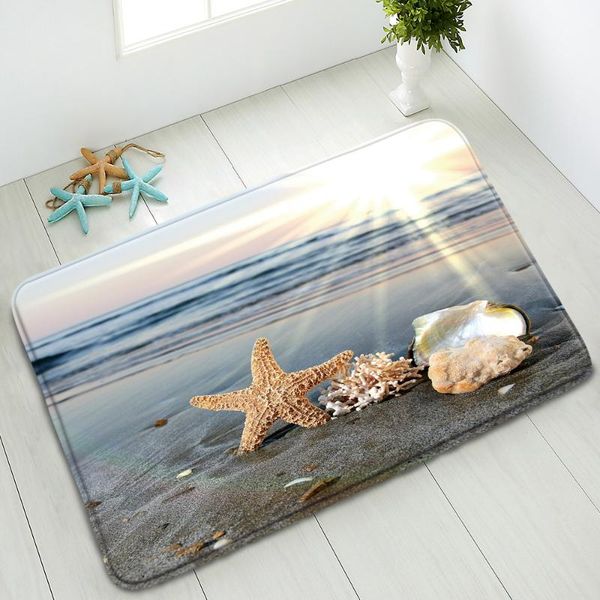 

bath mats ocean beach starfish mat non-slip summer scenery bedroom kitchen doormat washable indoor carpet foot pads home decor