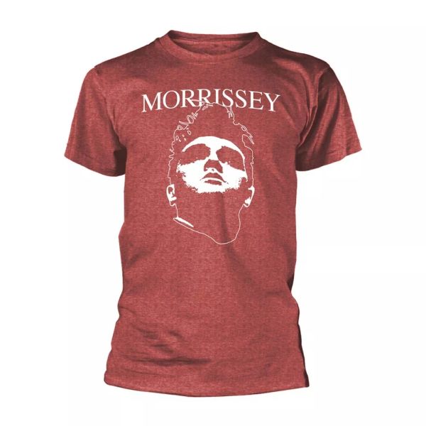 

morrissey face logo (heather red) licensed men t-shirt, White;black