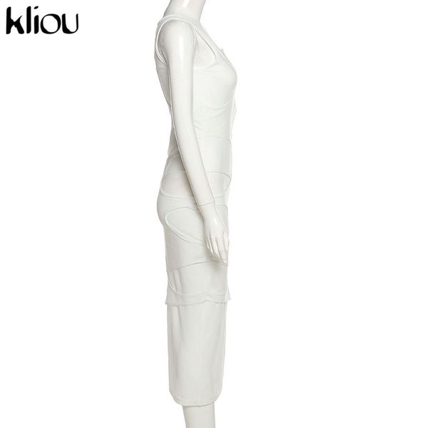

kliou maxi dress women spring active irregular shape streetwear sleeveless skinny slim bodycon vestido sense of design hot, Black;gray