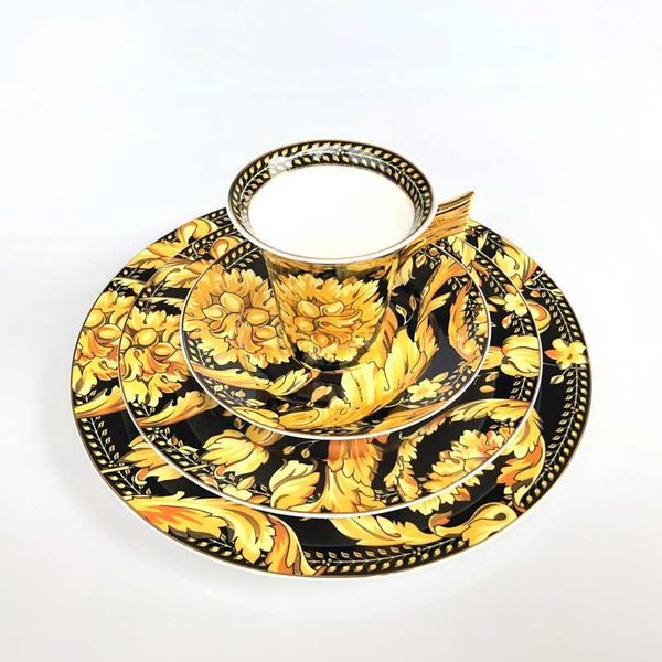 

dishes & plates europe yellow flower bone china tea cup saucer plate kitchen restaurant table utensils unique housewarming birthday wedding