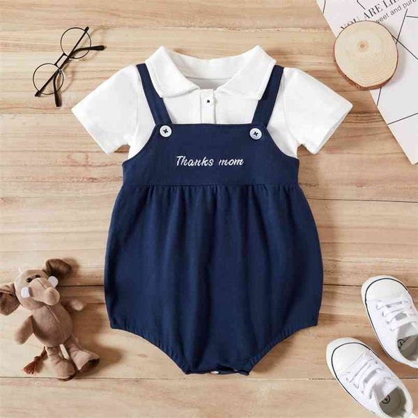 

summer 2pcs baby boy solid cotton short-sleeve romper sets 210528, White