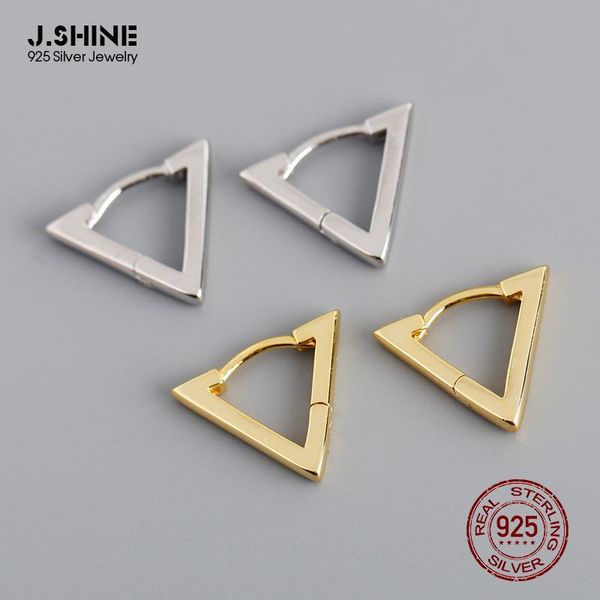 

hoop & huggie jshine trendy minimalist triangle s925 sterling silver earrings geometry small ear buckle simple fashion fine accessories, Golden;silver
