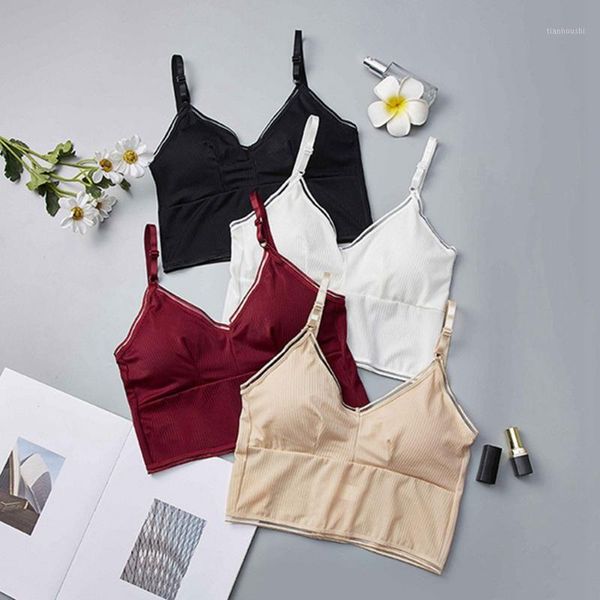 

camisoles & tanks female removable pad solid color elastic knitted back closure camisole lingerie slim underwear, Black;white