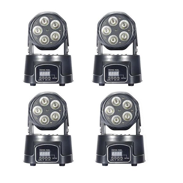 

effects 4pcs/lot led mini moving head light wash 5x18w sixe in one heads lights stage effect beam dyeing lighting