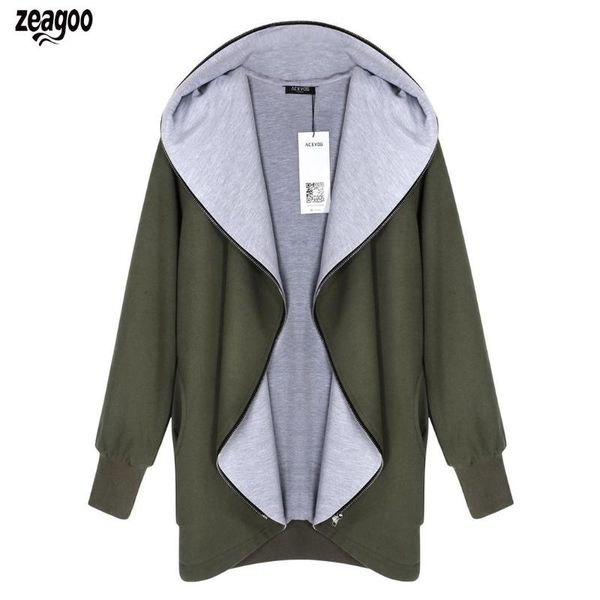 

women's jackets women plus size coats casual hooded cotton blend loose pure color zipper closure sports coat sweatshirt, Black;brown