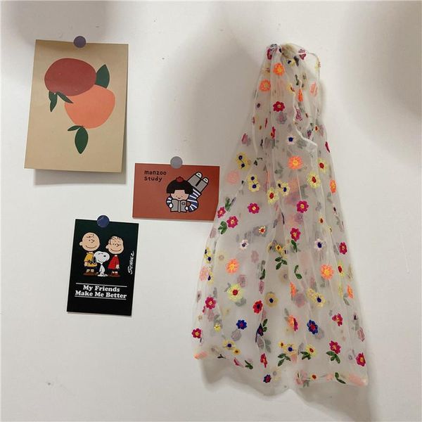 

women transparent tote double organza yarn cloth bag embroidery flowers handbag eco shopping purses for girls storage bags