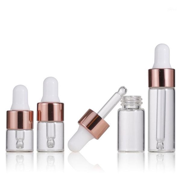 

storage bottles & jars dropper rose gold cap 100pcs 1/2/3/5 ml eye liquid pipette bottle clear glass essential oil reagent drop