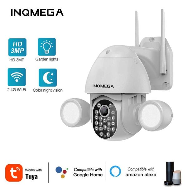 

cameras inqmega 3mp tuya smart life floodlight yardlight security ip camera dual lighting two-way audio for google home and alexa