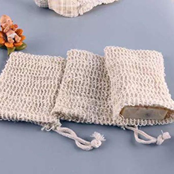 

hanging baskets 5 pcs x soap bag, bags in cotton and linen, organic sachet, foam