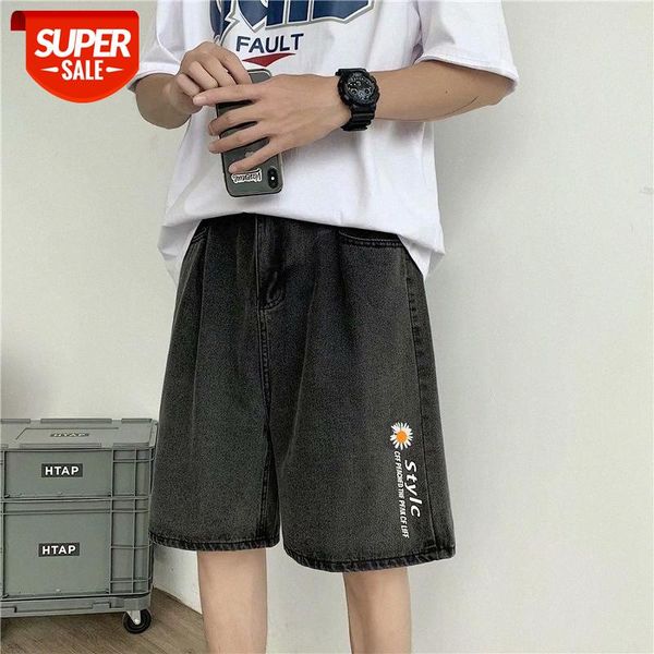 

black denim shorts male students thin loose korean style men's five-point pants #nd0e