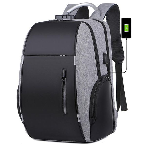 

backpack anti theft men with code lock large capacity oxford usb 15.6inch lapbagpack male