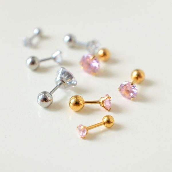 

titanium short rod thin earbone fashion zircon earrings fashion