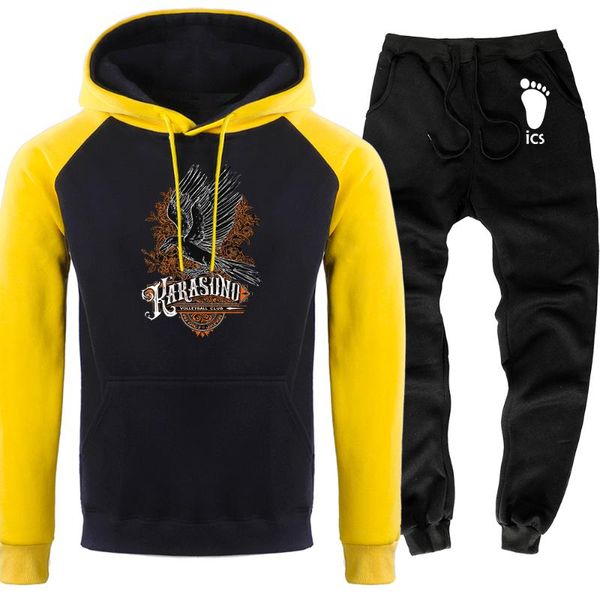 

men's tracksuits 2021 hoodie japan anime haikyuu raglan hoodies suit cartoon harajuku sportswear men sweatshirts suits, Gray