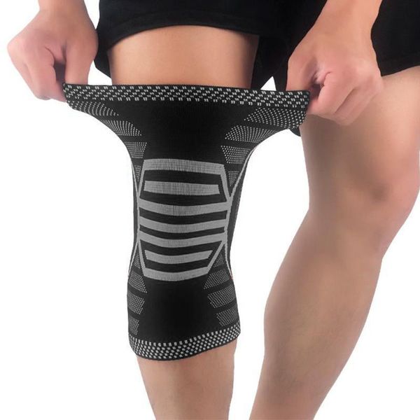 

1pc men women workout elastic running knee brace training protective sports support pain relief meniscus tear compression sleeve elbow & pad, Black;gray