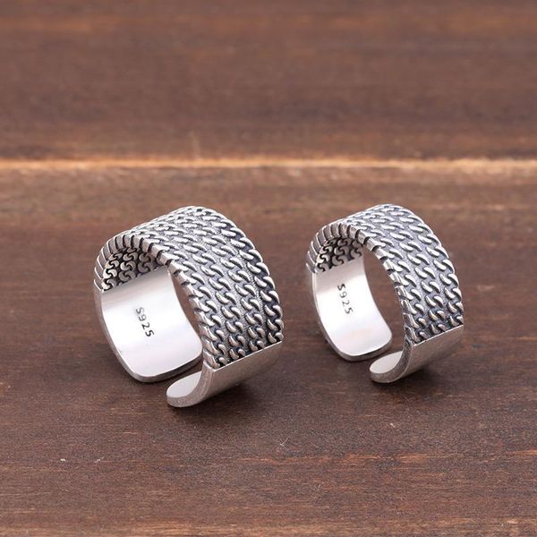 

original design thai silver opening adjustable ring designer art unique pattern crafts domineering men and women brand jewelry cluster rings, Golden;silver