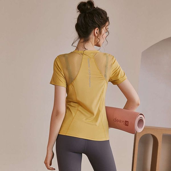 

women's tracksuits tracksuitsyoga dress blouse short sleeve net red tight show thin professional sports training running naked sense fi, Gray