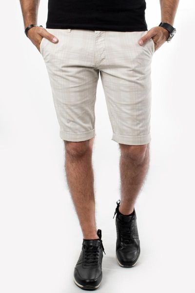 

men's shorts deepsea square pattern striped linen pants 1902550, White;black