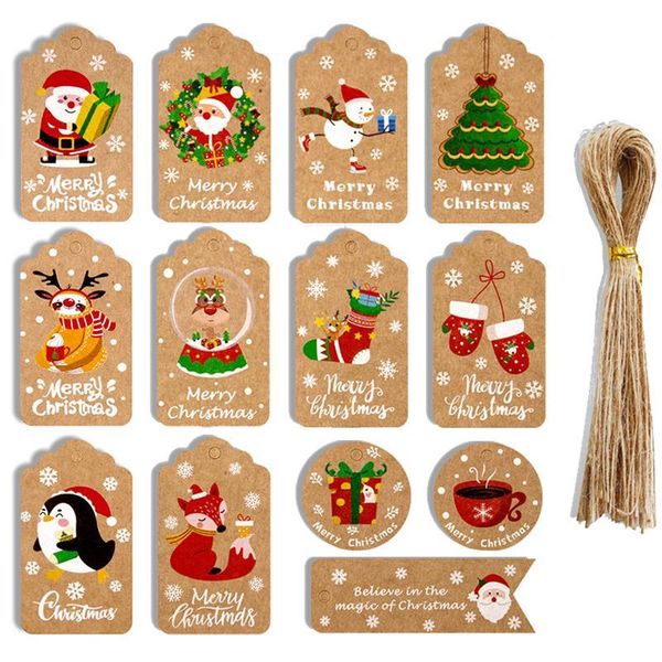 

christmas decorations 48/50pcs kraft paper tags handmade merry diy crafts labels for favors hang tag gift wrapping supplies