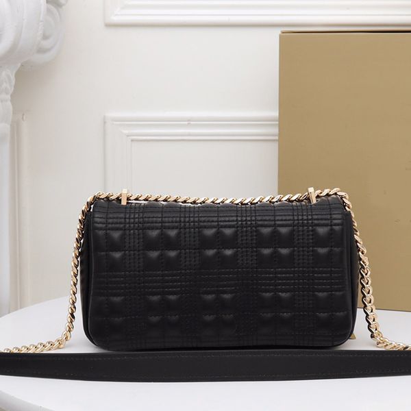 

chian shoulder bags cross body bag messenger handbag purse hardware letter decoration quilted lamb skin flap metal buckle genuine leather wo