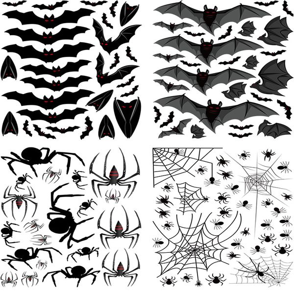 

halloween toys wall stick bat spider follow personalized creative decoration cabinet static no glue stickers