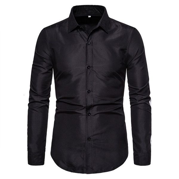 

men's casual shirts 2021 spring and autumn style korean slim solid color business long sleeve shirt men g-3 fj7w, White;black
