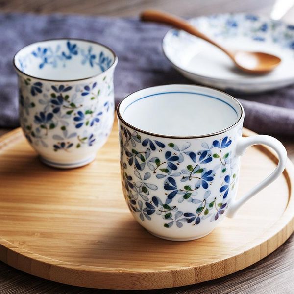 

cups & saucers japanese blue buds underglaze ceramic water tea cup 245ml