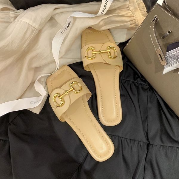 

women's summer fashion wear 2021 new versatile flat bottomed square sandals, Black