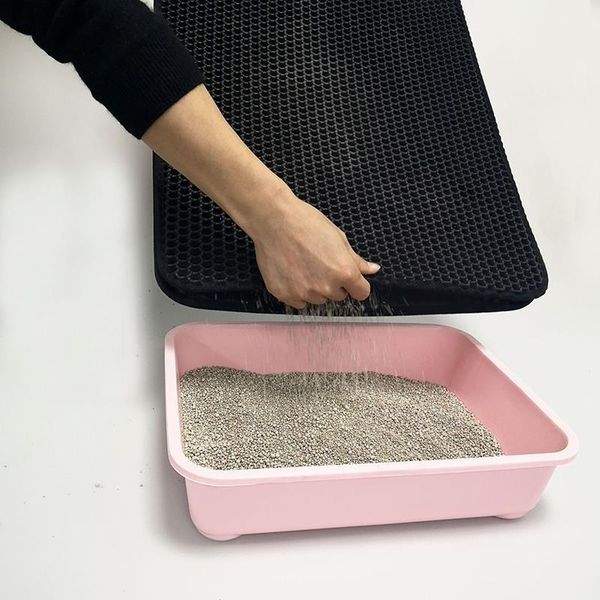 

cat beds & furniture eva pet litter mat waterproof double layer trapping mats pad non-slip kitten clean products cats accessories