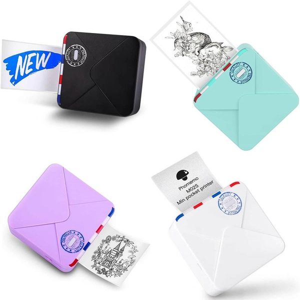 

printers phomermo m02s 300dpi mini portable bluetooth thermal printer pocket po student wrong question graffiti drawing print machine