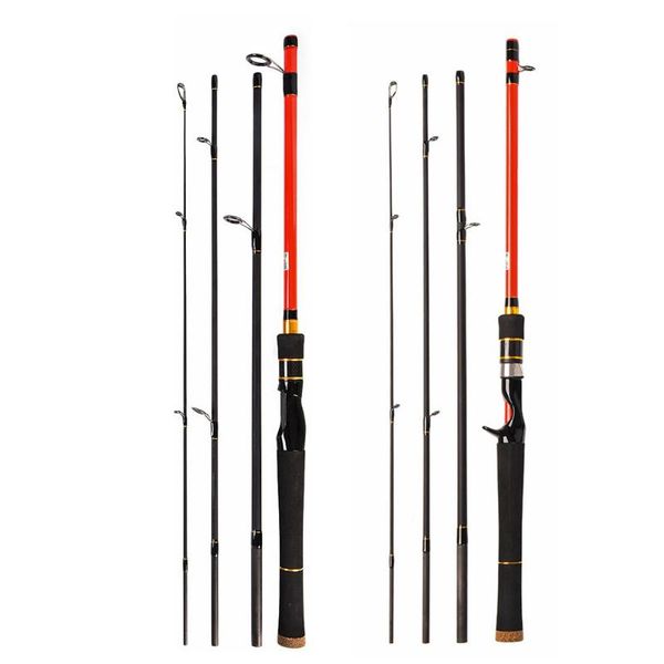

durable 2.1m 4 section carbon fiber spinning casting fishing rod ultra light portable travel lure bass pole boat rods