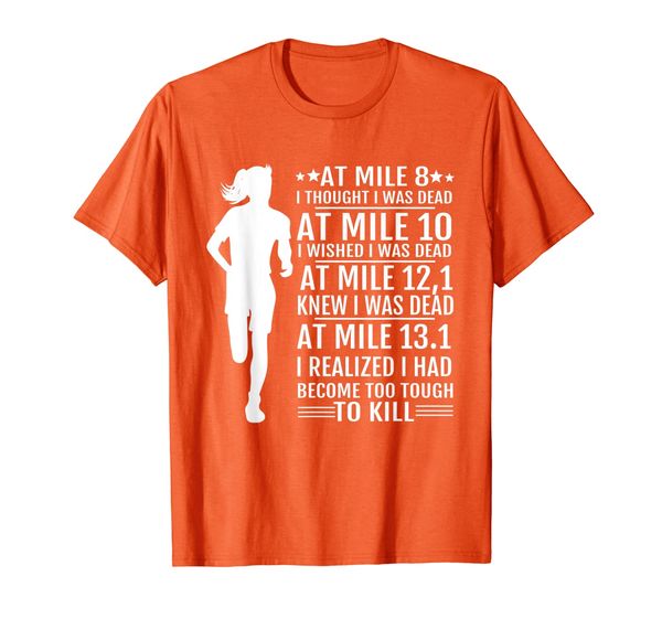 

at mile 8, i thought i was dead motivation for running girl t-shirt, White;black