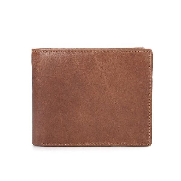 

wallets factory direct sales 2021 men's short leather wallet oil wax first layer cowhide large capacity casual, Red;black