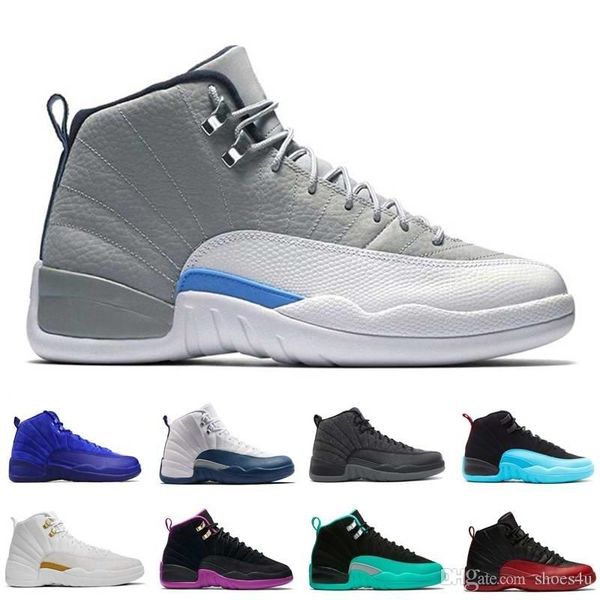 

[with box]drop shipping super perfect quality 12 12s xii flu game french blue the master men basketball sport shoes us5.5-13