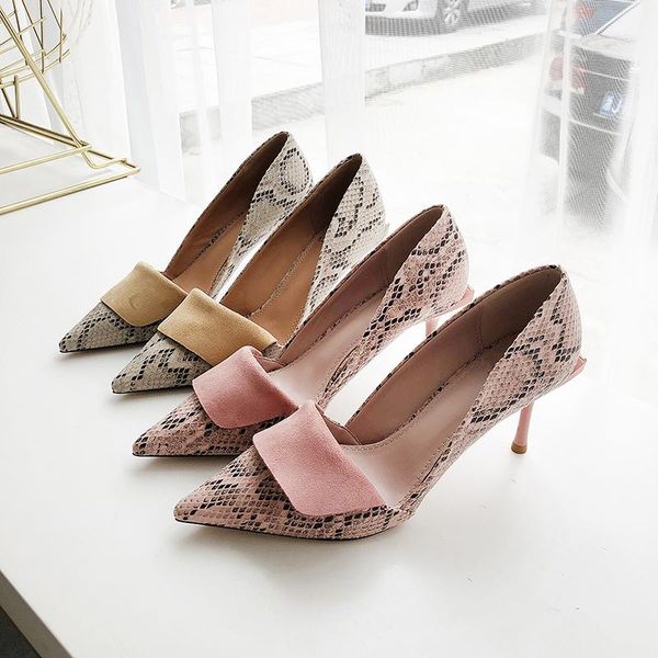 

dress shoes luxury women serpentine scrub brand ladies casual high thin heels designer girls shallow wedding party pumps, Black