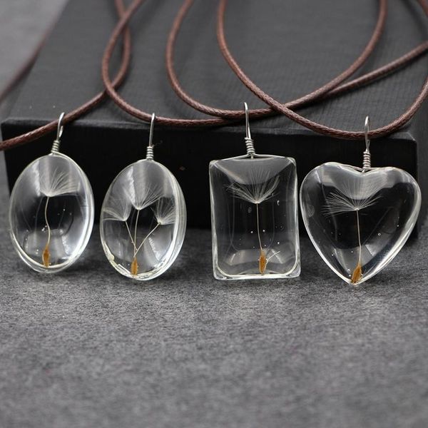 

pendant necklaces cosyoo 2021 fashion jewelry for women crystal glass real dried flower heart necklace chain, Silver