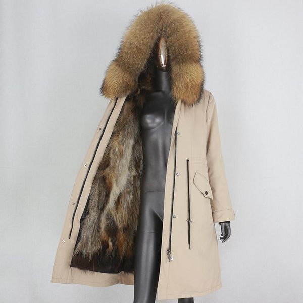 

women's fur & faux bluenessfair 2021 waterproof parka winter jacket women natural raccoon hood real liner coat detachable streetwear, Black