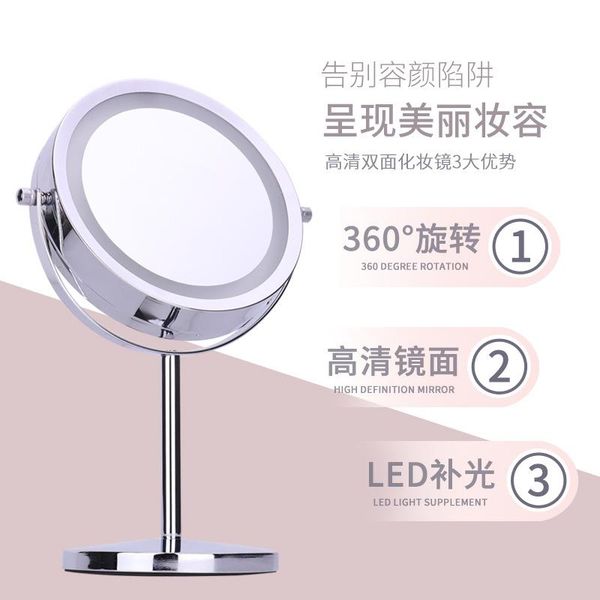 

compact mirrors make-up mirror with light led deskdouble-sided finishing grooming hd zoomed in on european charging
