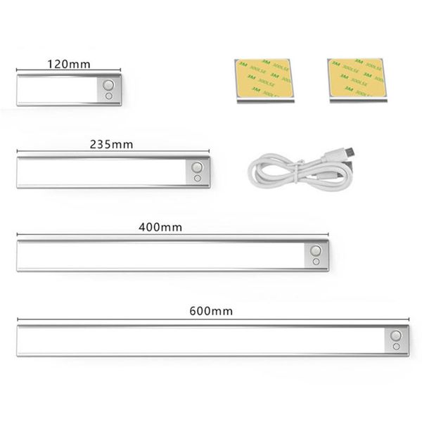 

ultra-thin 36/76/140leds pir motion sensor under cabinet light usb rechargeable 3 color modes led wardrobe closet night lights