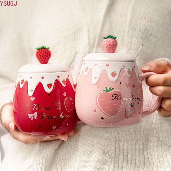 

mugs high beauty cup with cover spoon mug female student korean version lovely ins coffee household ceramic breakfast