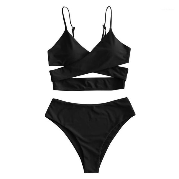 

swimming suit 2021 women's bikini high waisted tummy control two piece swimsuit swimwear tankini biquini maillot de bain femme, White;black
